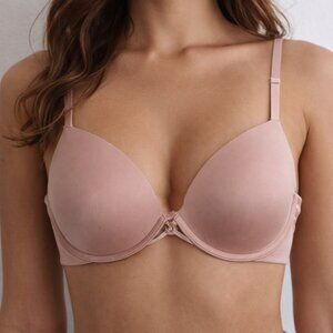 Very Sexy Smooth Lightly Lined Plunge Demi Bra-Praline Color